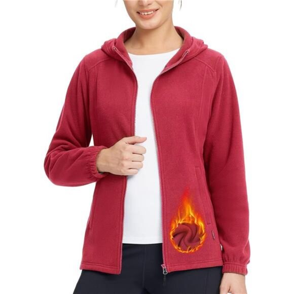 BALEAF Women's Full Zip Soft Hooded Fleece Jacket Warm Polar Fleece Lightweight - Picture 1 of 8